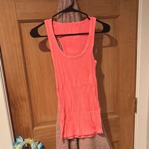 Coral Sleeveless Ribbed Top
